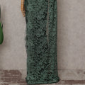 Bottle Green Floral French Chantilly Lace Saree