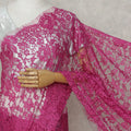 Fuchsia Magenta French Chantilly Lace Saree 5.5m