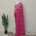 Fuchsia Magenta French Chantilly Lace Saree 5.5m