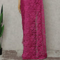 Fuchsia Magenta French Chantilly Lace Saree 5.5m