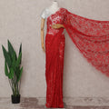 Scarlet Red French Chantilly Lace Saree 5.5m