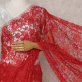 Scarlet Red French Chantilly Lace Saree 5.5m