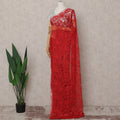 Scarlet Red French Chantilly Lace Saree 5.5m