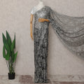 Charcoal Grey French Chantilly Lace Saree 5.5m