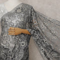 Charcoal Grey French Chantilly Lace Saree 5.5m