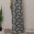 Charcoal Grey French Chantilly Lace Saree 5.5m