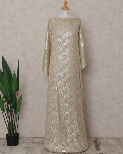 Champagne Gold Geometric Pure Silk Chiffon Fabric 140cm