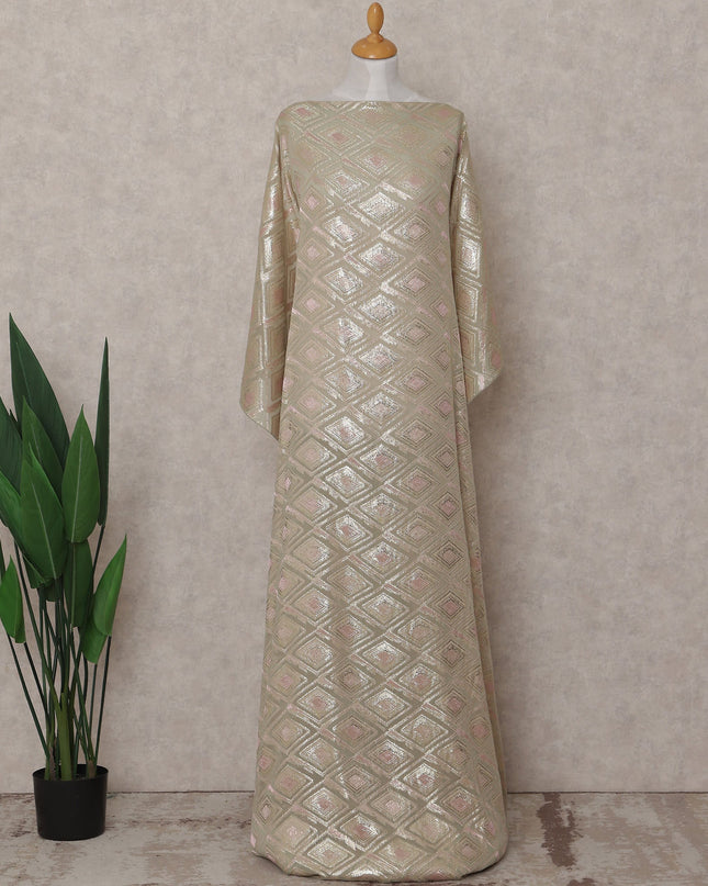Champagne Gold Geometric Pure Silk Chiffon Fabric 140cm