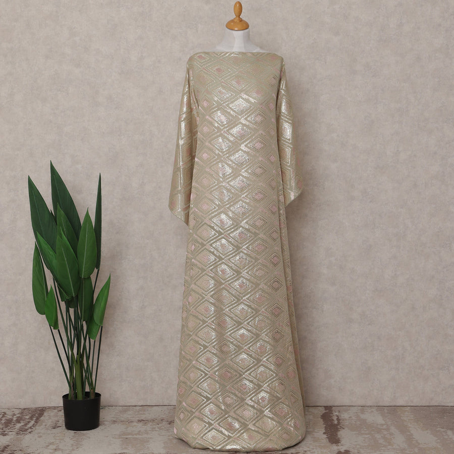 Champagne Gold Geometric Pure Silk Chiffon Fabric 140cm