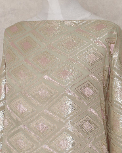 Champagne Gold Geometric Pure Silk Chiffon Fabric 140cm