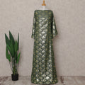 Emerald Forest Green Geometric Pure Silk Chiffon Fabric