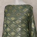 Emerald Forest Green Geometric Pure Silk Chiffon Fabric