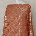 Copper Rust Orange Geometric Pure Silk Chiffon Fabric 140cm