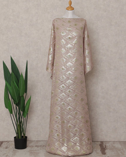 Blush Pink Geometric Pure Silk Chiffon Fabric 140cm
