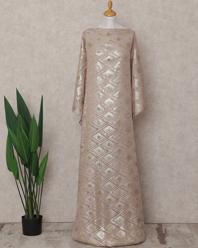 Blush Pink Geometric Pure Silk Chiffon Fabric 140cm