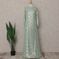 Mint Sage Green Geometric Pure Silk Chiffon Fabric 140cm