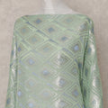 Mint Sage Green Geometric Pure Silk Chiffon Fabric 140cm