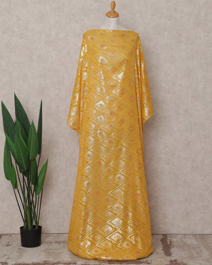 Golden Yellow Geometric Pure Silk Chiffon Fabric 140cm