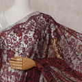 Wine Red Chantilly Lace Saree | Regal Fabrics