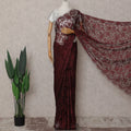 Burgundy French Chantilly Lace Saree