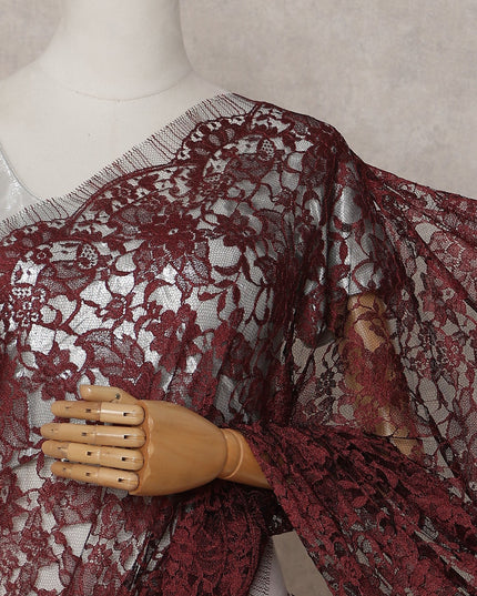 Burgundy French Chantilly Lace Saree