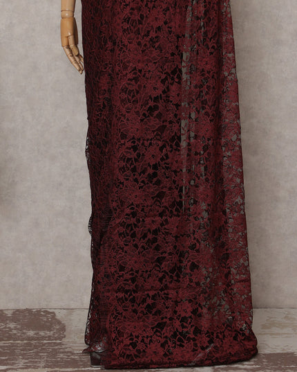 Burgundy French Chantilly Lace Saree