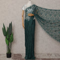 Bottle Green French Chantilly Lace Saree