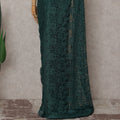 Bottle Green French Chantilly Lace Saree