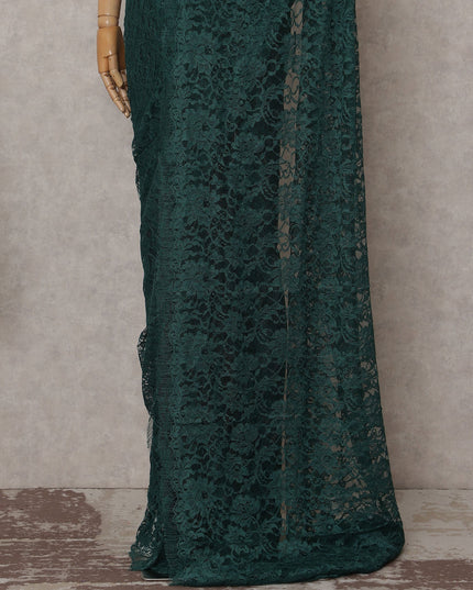 Bottle Green French Chantilly Lace Saree