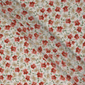Coral Red Floral Viscose Crepe Fabric 110cm