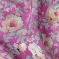 Fuchsia Magenta Pink Bouquet Viscose Crepe Fabric 110cm
