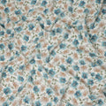 Teal Blue Floral Viscose Crepe Fabric 110cm