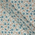 Teal Blue Floral Viscose Crepe Fabric 110cm
