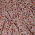 Coral Peach Orange Floral Viscose Crepe Fabric 110cm
