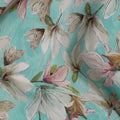 Turquoise Aqua Blue Floral Viscose Crepe Fabric 110cm