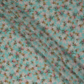 Turquoise Aqua Blue Floral Viscose Crepe Fabric 110cm