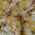 Golden Mustard Yellow Floral Viscose Crepe Fabric 110cm