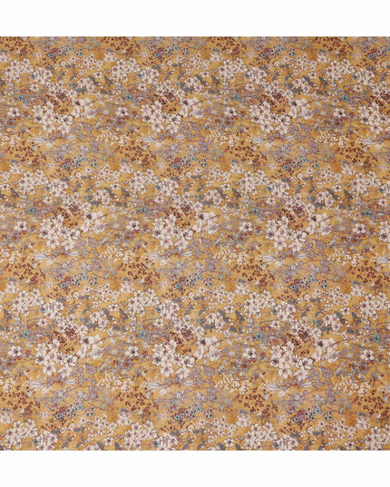 Mustard Gold Yellow Floral Blended Linen Fabric 110cm