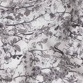 Charcoal Grey Floral Blended Linen Fabric 110cm
