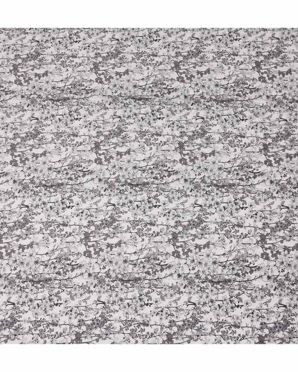 Charcoal Grey Floral Blended Linen Fabric 110cm