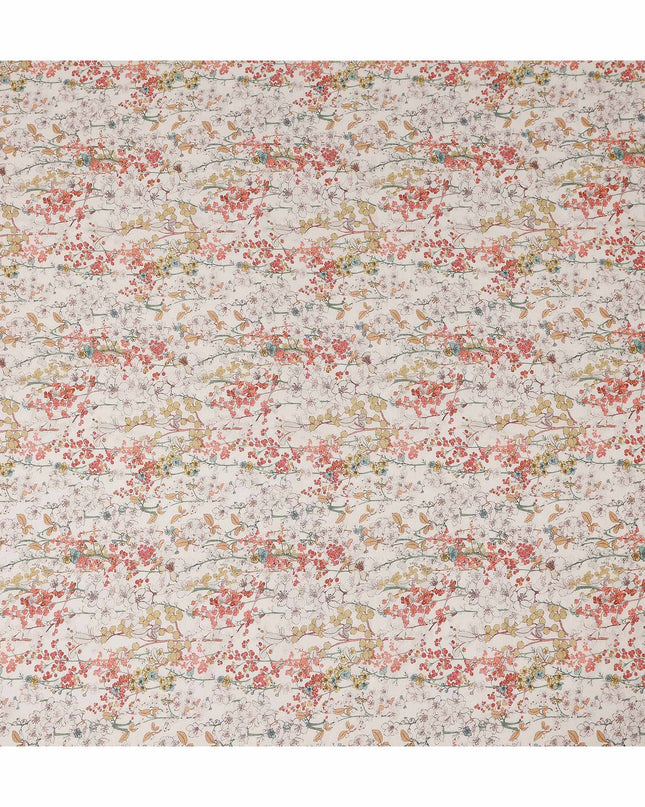 Coral Blossom Pink Floral Blended Linen Fabric 110cm