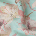 Mint Aqua Green Floral Blended Linen Fabric 110cm
