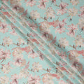 Mint Aqua Green Floral Blended Linen Fabric 110cm