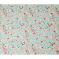 Mint Aqua Green Floral Blended Linen Fabric 110cm