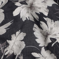Charcoal Black Floral Blended Linen Fabric 110cm