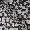 Charcoal Black Floral Blended Linen Fabric 110cm