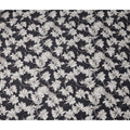 Charcoal Black Floral Blended Linen Fabric 110cm