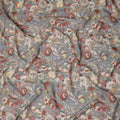 Dove Grey Floral Blended Linen Fabric 110cm