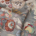 Dove Grey Floral Blended Linen Fabric 110cm
