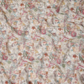 Dusty Rose Multicolor Floral Blended Linen Fabric 110cm
